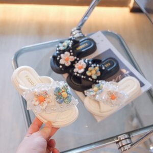 Children Kids Baby Fashion Girls Soft Bottom Floral Slippers Outdoor Casual Shoes