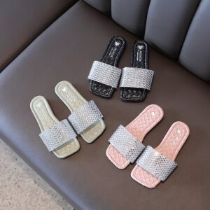 Children Kids Baby Fashion Girls Rhinestone Casual Outdoor Slippers Shoes