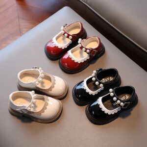 Kids Toddler Girls Fashion Spring Autumn Lace Pearl Fashion Soft Sole Flats