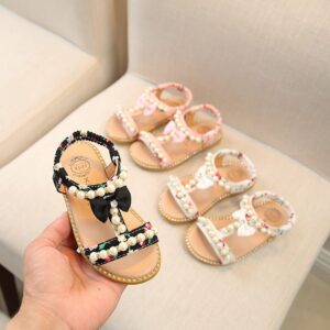 Girls Fashion Pearl Design Bowknot Decor Sandals