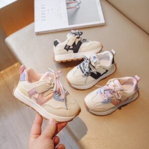 Children Kids Baby Fashion Girls Boys Soft Bottom Color Blocking Running Sneakers Shoes