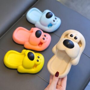 Kids Unisex Cute Cartoon Puppies Thick-Soled Cover Toe Slippers