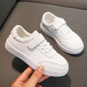 Children Casual Solid Color White Velcro Sneaker