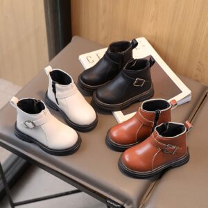 Children Fashion Solid Color PU Boots