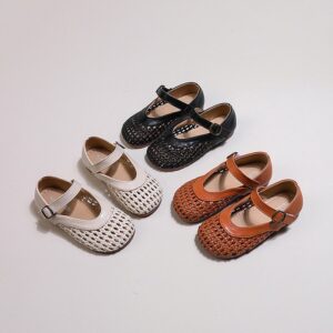 Girls Fashion Woven Hollow-Out Flats
