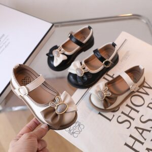 Children Elegant Bunny Bow Girl Flat Princess Shoes