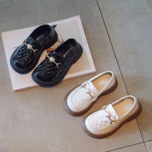 Kids Girls Fashion Casual Cute Square-Toe Slip On Low Heel PU Shoes