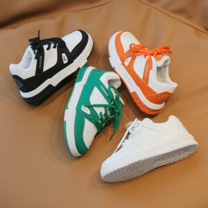 Children Kids Baby Fashion Girls Boys Color Matching Retro Lace Up Sneaker Shoes