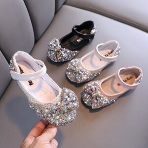Girls Fashion Rhinestone Pearl Sequined Princess Flats