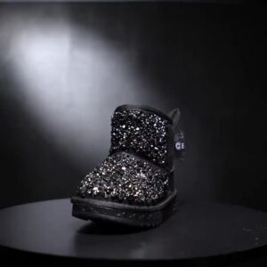 Girls Cute Pompon Decor Sequins Fleece-lined Warm Princess Boots