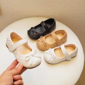 Children Kids Toddlers Girls Bow Leather Princess Shoes
