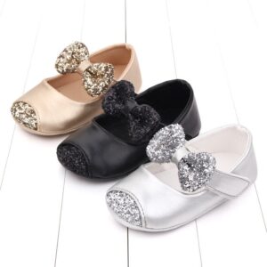 Toddlers Newborn Baby Fashion Girls Bowknot Sequins Soft Bottom Princess Shoes