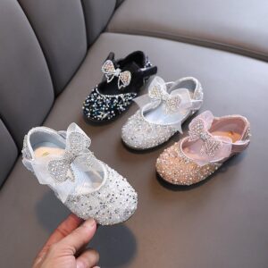 Children Kids Toddlers Girls Bow Princess Flats Shoes