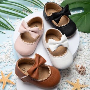 Girls Basic Solid Color Bow Decor Velcro Flats