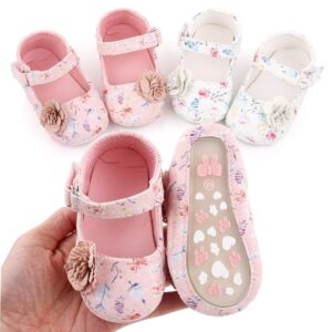 Girls Cute Flower Decor Plant Pattern Soft Bottom Velcro First Walkers