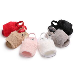 Baby Girls Basic Solid Color Plush Non-slip Toddler Slippers