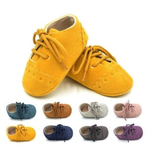 Baby Basic Solid Color Lace Up Soft Bottom First Walkers