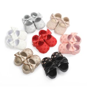 Kids Cute Heart Pattern Bow Decoration Soft Sole First Walkers