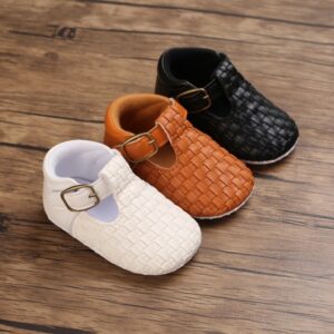 Baby Casual Solid Color Weave Soft Bottom Non-slip Velcro Toddler Shoes