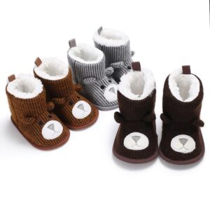 Baby Cute Animal Design Fleece-lined Soft Sole Snow Boots