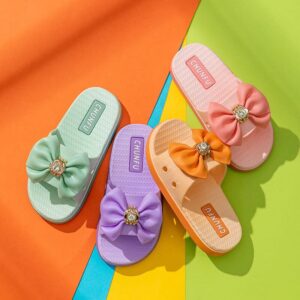 Girls Fashion Bow Decoration Non-slip Soft Bottom Slippers