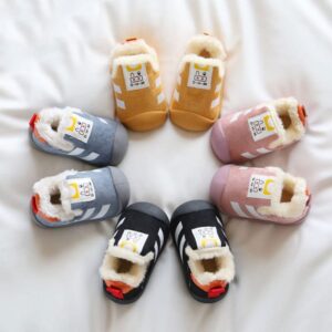 Kids Cartoon Pattern Stripe Decor Plush First Walkers