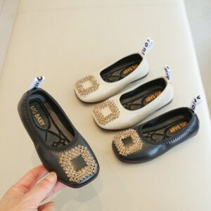 Kids Girls Fashion Casual Party Rhinestone Flat Slip On Loafers Shoes
