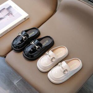 Kids Girls Fashion Casual Cute Flat Sling Back PU Slippers