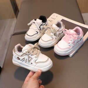 Kids Unisex Casual Cute Basic Cartoon Lace-Up Thick-Soled Sneakers