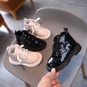 Children Vintage Solid Color PU Boots