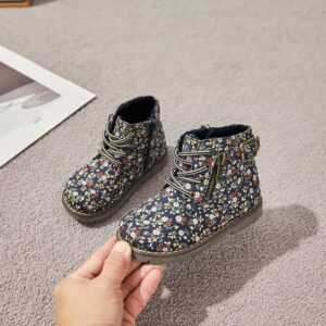 Children Kids Toddlers Fashion Girls Non-Slip Zipper Floral Printing Boots