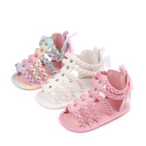 Toddlers Newborn Baby Fashion Girls Woven Velcro Sandals Shoes