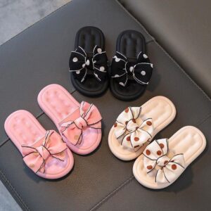 Children Kids Baby Fashion Girls Bowknot Princess Soft Sole Outer Slippers Shoes