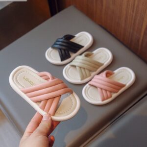 Children Kids Baby Fashion Girls Non-Slip Cross Casual Outdoor Slippers Shoes