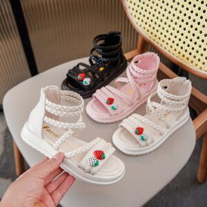 Children Kids Baby Fashion Girls Strawberry Weave Princess Sandals Shoes