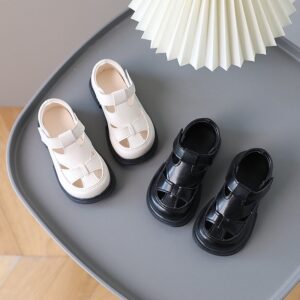 Children Kids Baby Fashion Girls Boys Soft Bottom Hollow Pu Leather Sandals Shoes