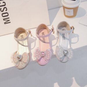 Children Kids Baby Fashion Girls Rhinestone Bowknot Princess Shoes
