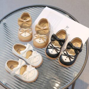 Children Kids Baby Fashion Girls Soft Bottom Bow Knot Princess Flat Shoes