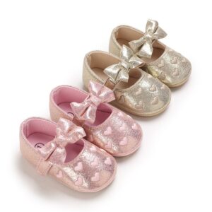Toddlers Newborn Baby Fashion Girls Bowknot Heart Soft Sole Casual Princess Shoes