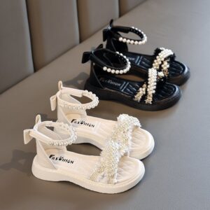 Children Kids Baby Fashion Girls Casual Soft Bottom Pearl Sandals Shoes