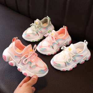 Children Kids Baby Fashion Girls Boys Casual Soft Bottom Color Matching Lace-Up Sneaker Shoes