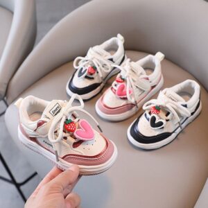 Children Kids Baby Fashion Girls Boys Casual Soft Bottom Color Matching Lace-Up Sneaker Shoes
