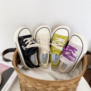 Children Kids Baby Fashion Girls Boys Square Toe Canvas Sneaker Shoes