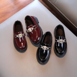 Children Kids Baby Fashion Girls Casual Pu Leather Princess Flat Shoes