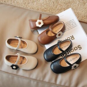 Children Kids Toddlers Fashion Girls Flower Leather Flats Shoes