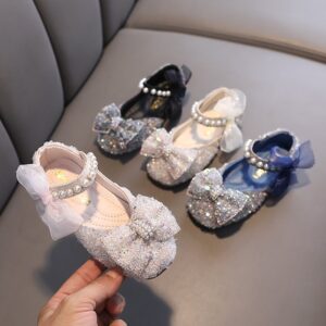 Children Kids Toddlers Girls Bow Princess Flats Shoes