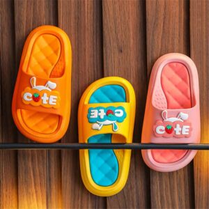 Girls Cute Alphabet Strawberry Pattern Slippers