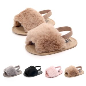 Baby Fashion Flat Non-Slip Solid Color Plush Sandals