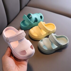 Kids Basic Solid Color Non-Slip Soft Sole Cartoon Sandals