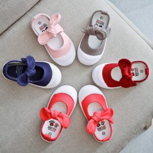 Girls Simple Bow Decoration Canvas Shoes